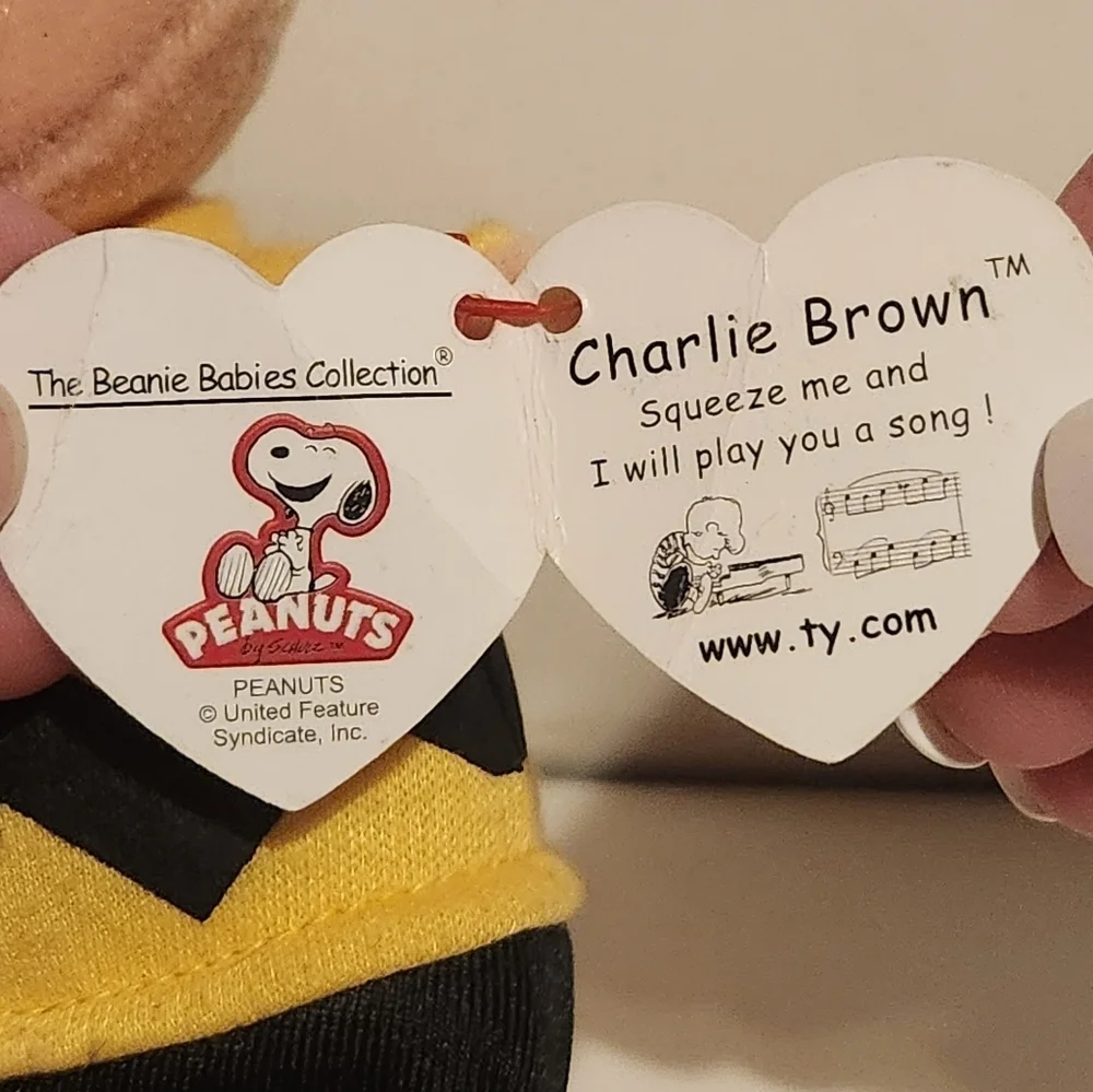 8” Ty Charlie Brown Plush Doll with Tags with nonfunctional voice box